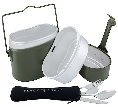 Black Snake® Aluminium Kochgeschirr mit 'Lunch' Camping Besteck Essgeschirr Set - 1 Person - Set