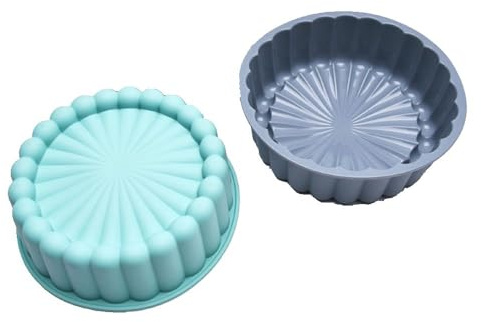 Leadigol 19 cm Silikon-Kuchenform runde Backformen für Käsekuchen, Schokoladenkuchen, Regenbogenkuchen, Erdbeer-Shortcake, 2 Stück