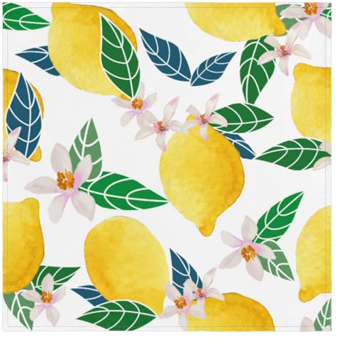 Stoffservietten mit Blumen-Zitronen-Motiv, wiederverwendbar, waschbar, für Küche, Esstisch, für Zuhause, Abendessen, Hochzeit, Bankett, Party, 50,8 x 50,8 cm, 6 Stück