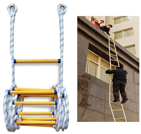 Scala Antincendio Ignifuga for Bambini E Adulti, Scala Di Fuga Con Moschettoni, Scala Morbida Con Corda Di Sicurezza Antiscivolo, Fuga Dalla Finestra E Dal Balcone (Color : 18m(59ft))