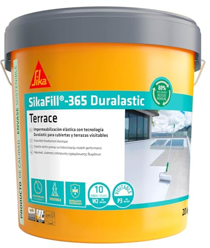 SIKA - Revestimiento acrílico - SikaFill 365 Terrace - Blanco - Impermeabilización para cubiertas y terrazas visitables - protección de paredes medianeras y puenteo de fisuras - 5kg