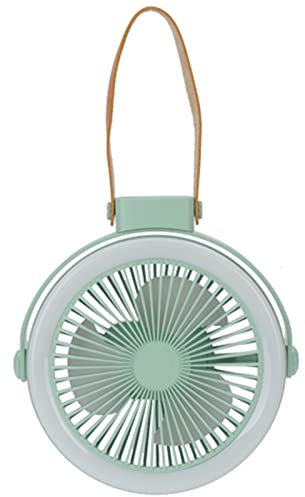 HOOLRZI Ventilador colgante portátil de 7 pulgadas con lámpara LED recargable por USB, ventilador de techo de 3 velocidades para dormitorio, hogar, ventilador de techo con luz para habitaciones y