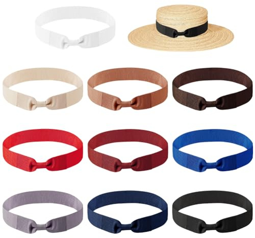 BENECREAT 10 Colors Fedora Hat Band Non-Stretchable Hat Ribbon Bands Panama Hat Band for Cowboy Hat, Bend Brim Fedora Hat Women Men Straw Hat Accessories