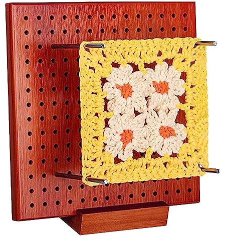 Tavoletta per Blocchi per Uncinetto, Tavoletta per Blocchi in Legno da 9,3X9,3 Pollici, Tappetino per Blocchi per Maglieria Artigianale per Modelli All'Uncinetto