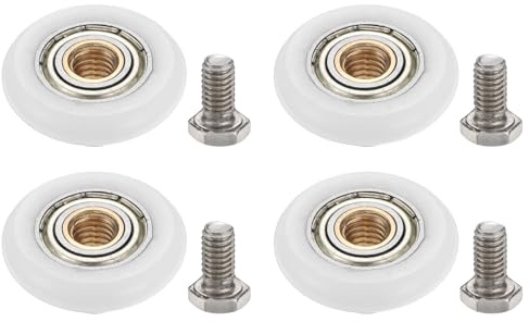 PATIKIL Shower Door Rollers 25mm/1, 4 Pack Bathroom Glass Sliding Door Pulleys Shower Glass Door Rollers Replacement for Bathroom Kitchen Glass Sliding Door, White