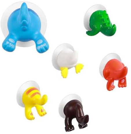 ANYUANKW 6 Pièces Crochet à Ventouse Animal Animaux Ventouse Cintre Crochet Décoratif Dessin Animé pour Cuisine Salle de Bain Bureau Dortoir Accessoires