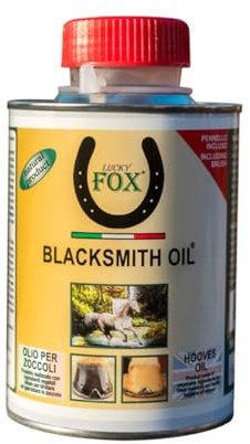 Lucky Fox BLACKSMITH OIL, Idratante per lo Zoccolo del Cavallo, Garantisce Elasticità allo Zoccolo, Crea una Barriera Naturale agli agenti esterni, 500ml