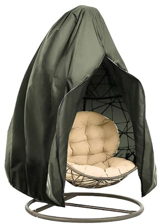 Fansu Funda para Silla Colgante, Tela Oxford Funda Balancin Jardin Exterior, Funda para Columpio Jardin con Cordón Cremallera, para Hanging Egg Chair Jardin Exterior (200x230cm 210D,Verde Oliva)