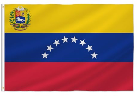 Bandera venezolana de Venezuela, 0,6 x 0,9 m, ojales de latón, bandera de decoración interior y exterior