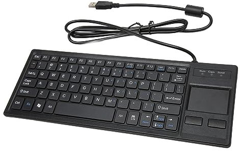 K800 USB-Tastatur mit Touchpad, Kabelgebundene Industrietastatur mit Touchpad für Desktop-PC, Laptop, Tablet, TV, mit Hub-Funktion, Schwarz