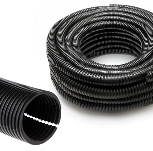 VIALIA Kabelschutzschlauch geschlitzt 10m x 10mm, Flexibles und UV-beständiges Wellrohr aus Polypropylen, stabil und biegfest, Temperaturbereich -40°C bis 130°C, schwarz
