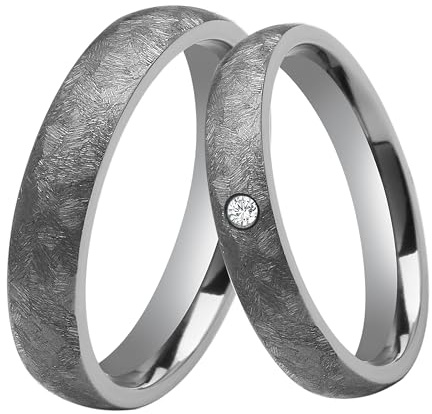 DOOSTI Trauring/Partnerring MOMENTS Tantal 999/- mit Strukturierung und Moissanite Stein - Damen und Herren Variante mit Gratis Gravur