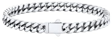 U7 Herren Armband Silber Panzerarmband Edelstahl Gliederarmband Männer 5MM Miami Armkette Jungen Cuban Bracelet 23cm lang Armschmuck für Vatertag