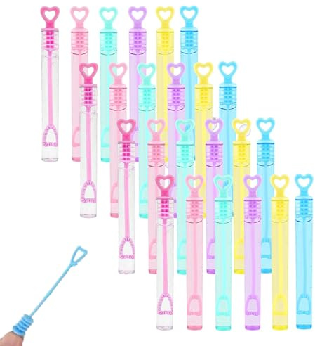Seifenblasen Set Kinder,24 Stück Mini Seifenblasen Stäbe,Herz-Griff Hochzeit Seifenblasen,Seifenblasen Stäbe Spielzeug,Herzförmig Seifenblasen Kinder für Parteibevorzugung(Enthält Keine Flüssigkeit)