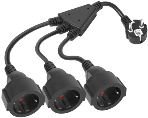 URAQT Rallonge d'alimentation avec 3 Prises,Rallonge électrique 3 en 1,câble d'extension de Contact de Protection,Adaptateur de 3 Prises avec sécurité Enfants,16A / 250V pour à la Maison, Bureau,Noir