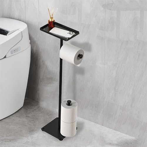 UUE Freistehender Toilettenpapierhalter mit Ablagefläche Oben, klopapierhalter ohne Bohren, Toilettenpapierhalter Stehend mit Platz für 3 Reserverollen,Boden-Klopapierhalter Stehend für Bad und Küche
