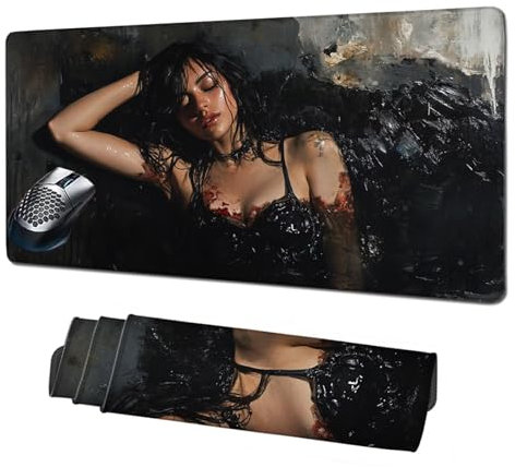 Alfombrilla Gaming,Alfombrilla Ratón Mujer Mouse Pad,Negro Alfombrilla Escritorio Grande 1600x800x3mm,Protector Escritorio Alfombrilla Antideslizante,Mejora Precisión y Velocidad,Accesorios PC X1-1492