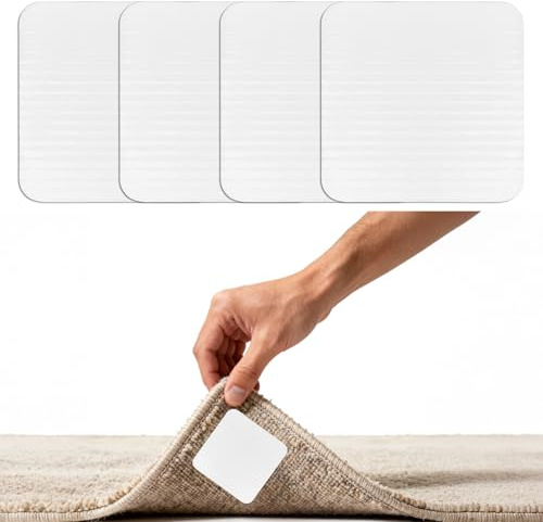 DmDoyy 4 Pièces Tapis Carré Antidérapant Fixation 10x10cm Sous Tapis Antidérapant Caoutchouc, Réutilisable, Lavable Pour Cuisine Salon Chambre (10x10cm)
