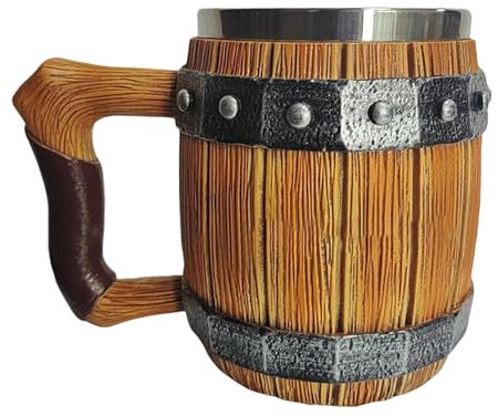 Boccale da birra da uomo, a di secchio in resina, con manico, ornamento vintage da scrivania per ristorante, taverna, festival, vacanze, feste di compleanno