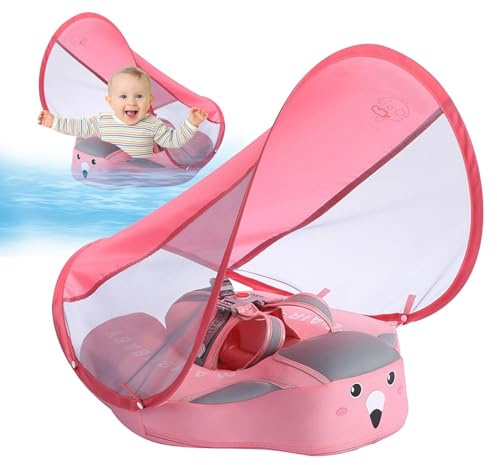 Baby Schwimmhilfe - Schwimmring Für Kleinkinder Ohne Aufblasen - Mit Sonnenschutz UPF50+ Für Babys Von 3-24 Monaten – Für, See, Badewanne & Reisen