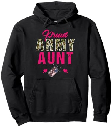 Proud Army Aunt Dog Tag Soldat Familientreffen Matching Pullover Hoodie