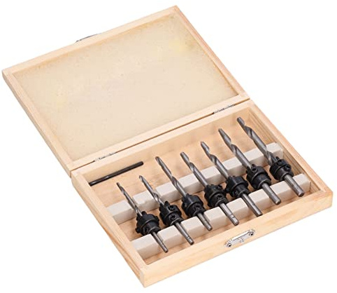 Yctze Set di Punte per Svasatore Conico 8 Pezzi/Set di Punte per Svasatore Conico di Viti per per Fori per Legno in Acciaio Ad Alta velocità Strumenti per la Lavorazione del Legno e Miglioramento