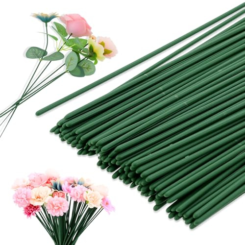Classicseali 100 Stück Floristikdraht,Floristendraht,25cm Blumendraht Grün,Blumenstamm Draht zur Herstellung von Weihnachtsdekorationen,Binden von Blumen und Gestalten von Blumenarrangements