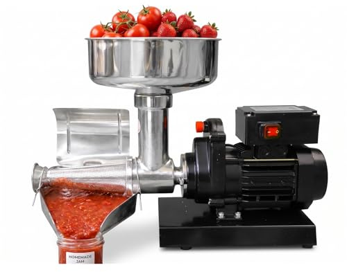 SQUEEZE master Macchina elettrica per marmellate e pomodori in acciaio inox, 450 W, per salsa di pomodoro, bacche, fragole, mirtilli e altre marmellate, tagliapasta professionale per alimenti