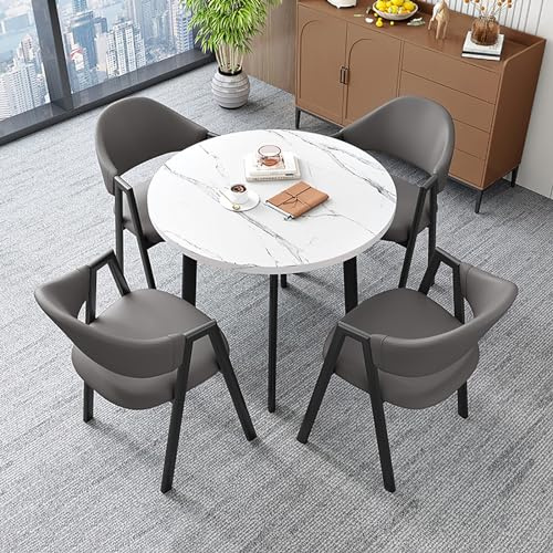 Runder Esstisch Set mit 4 Stühlen, platzsparender Empfang & Besprechungstisch für Zuhause, Küche, Bibliothek, Lounge, stilvolle Café-Möbelkombination
