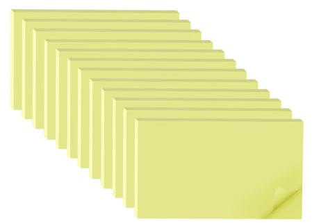 12 Blöcken Große Gelbe Haftnotizen 76 x 127mm, Selbstklebende Klebezettel | Wiederaufklebbar, Recycelbar, Super Post Sticky Notes für Büro, Konferenzen, To-Do-Listen und Erinnerungen, 600 Blätter