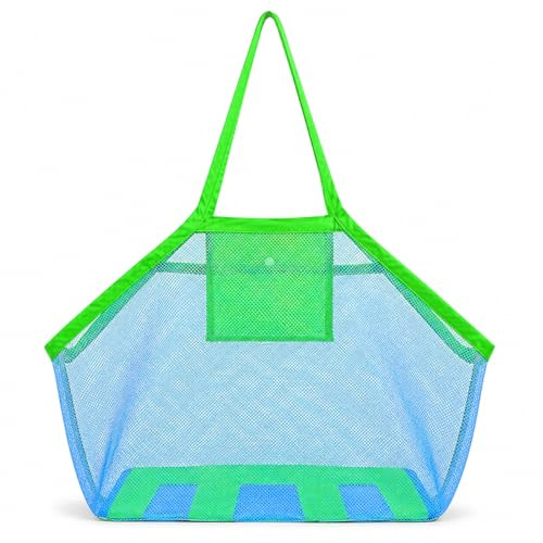 Strandtasche Strandspielzeug Tasche, Sandspielzeug Netztasche, Große Strandtasche Grün Beach Bag, Wasserspielzeug Netztasche Strandspielzeug für Strandspielzeug Aufräumsack Beachbag, Familie Urlaub