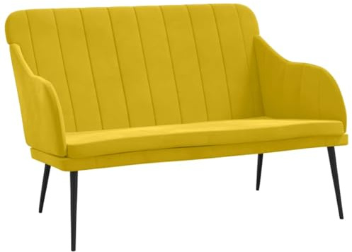 Qnhdfrt Sitzbank Gelb, Polsterbank mit Samtbezug, Loungesessel für Wohnzimmer und Schlafzimmer, 110x76x80 cm, stabile Metallbeine, Bequeme Sitzbank mit Rückenlehne