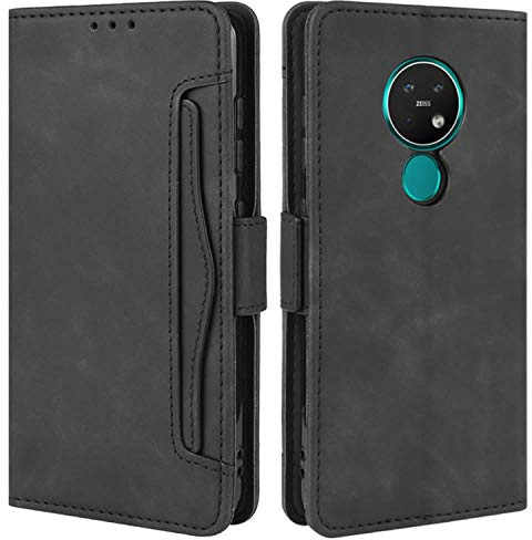 HualuBro Handyhülle für Nokia 7.2 Hülle, Nokia 6.2 Hülle Leder, Flip Case Cover Stoßfest Klapphülle Handytasche Schutzhülle für Nokia 7.2 / Nokia 6.2 Tasche (Schwarz)