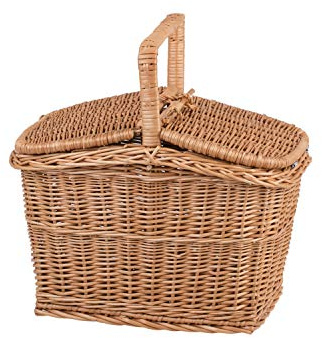 e-wicker 24 Alles aus Weide Picknickkorb aus Weide, Weidenkorb mit dem Deckel, Picknickkorb in Naturfarbe