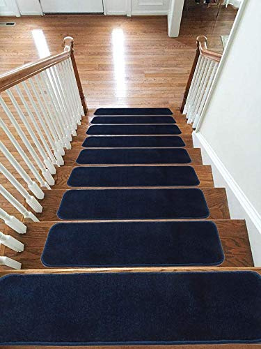 emmahome Alfombras antideslizantes para escaleras, lavables a máquina, 22 x 67 cm, 11 mm de grosor (azul marino, 13)