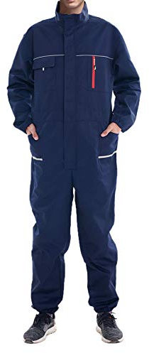 Oralidera Herren Arbeit Overall mit Elastischer Taille Maleroverall mit vielen Taschen Handwerker Jumpsuit Arbeitskleidung mit Stehkragen