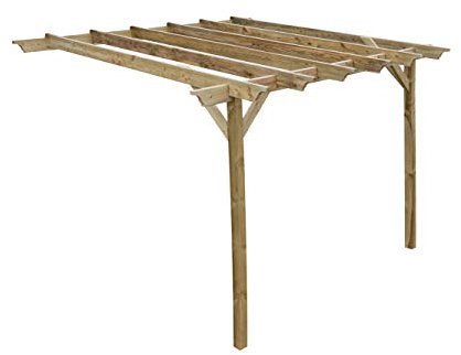 Wooden Garden Lean-to Pergola Kit - Champion Design Shade Canopy Gazebo (2.4m x 3.6m, Natural (light green))
