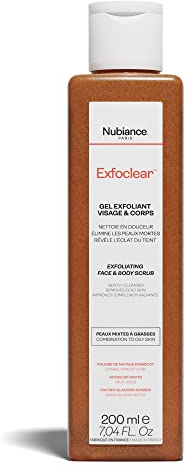 NUBIANCE - Exfoclear® Exfoliant Visage Et Corps - Gommage Visage & Corps Aux Acides De Fruits-Gel Nettoyant Visage Peau Grasse Ou Sèche Anti Point Noir-Body Scrub-200ml