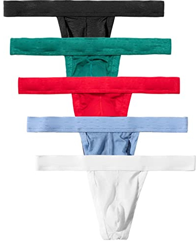 Sommarkod herr sexig utbuktning påse string låg stigning Y-back mjuk stretch underkläder för män, 5-pack blandade 3, L