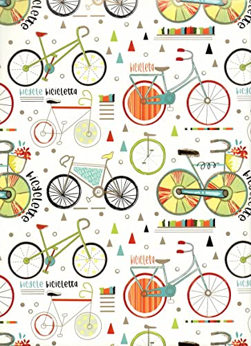 ARKRAFT Geschenkpapier-Set 3 Blatt XXL-Format 90 x 65 cm plastikfreie Verpackung FSC-Papier Geschenk Fahrrad Radfahrer (18-9158)