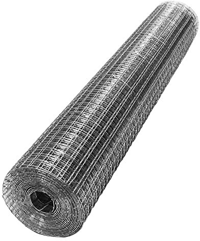 Galvanised Welded Chicken Wire Mesh Roll, Strong Netting for Rabbit Aviary Fence, 5 Metre Rolls (1/2 Square 5 Metre x 600mm Roll)