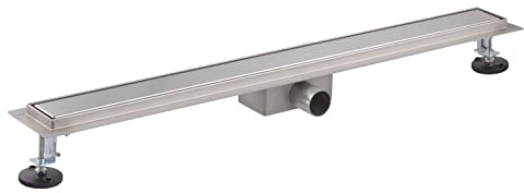 Caniveau extra plat pour douche italienne reversible finition inox/ou à carreler longueur 80 centimètres - Avec siphon anti odeur et filtre pour cheveux NOYON & THIEBAULT