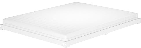 Erst-Holz®Doppelbett Extra Flach 160 x 200 cm Massivholz WeißRollrost und Matratze inkl.