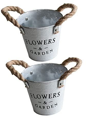 STOBAZA 1 Set Übertopf Blumentöpfe Gießkannen Verzinkte Griffe Bauernhaus Mini Center Outdoor Farbe cm Runder Dekorationen Blumendose Für Saftige Retro-Vintage