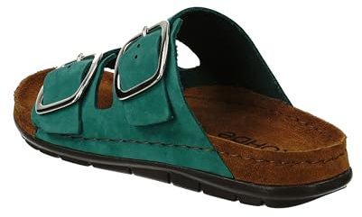 Rohde Damen, Frauen, Klassische Sandalen, Sandalen,Pantoletten,Sommerschuhe,Hausschuhe,Leder-fußbett,Gruen,40 EU / 6.5 UK
