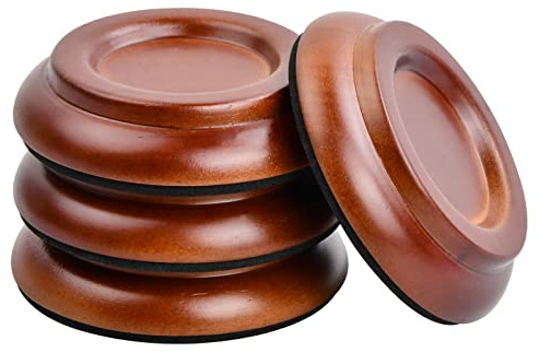 4 STK Klavieruntersetzer, Möbel Beinpolster Klavierfuß Pads aus Hartholz, Piano Caster Cups Pads, Bodenschoner mit Schaumstoff-Stoßdämpfer für Aufrechte Klaviere, Teppiche- & Bodenschutz (Braun)