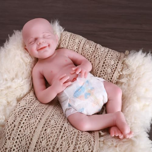 Farious 46CM Realistic Full Silicone Baby Doll,Reborn Baby Dolls, Toy, And Collectible.Bald Drinkable Boy 024-d