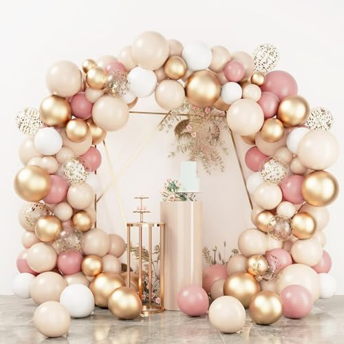 102 Stück Luftballon Girlande Rosa, Nude Apricot Ballons, Ballon Girlande Set für Mädchen Retro Boho Hochzeit Baby Shower Braut Verlobung Jubiläum Damen Baby Party Geburtstagsdeko