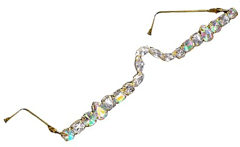 WYSJYBHJ No Lens Diamond Glasses Frame,Rhinestone glasses frames, Crystal Sunglasses,Fashion Half Frame,square glasses frame,No lens fashion sunglasses frame.