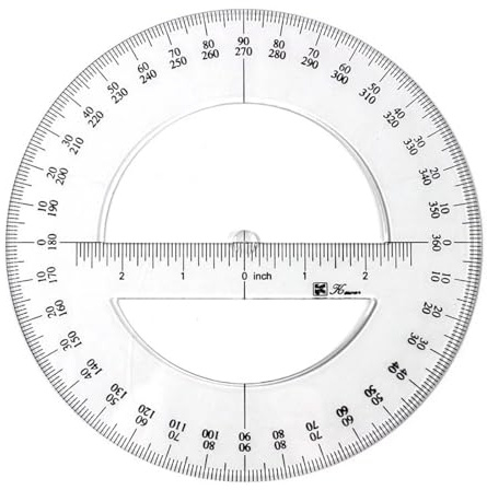 1 x weißes 360-Grad-Winkelmesser, rundes Lineal, Winkelmesser, für Schule, Bildung, Büro, Klassenzimmer, 15,2 cm, Winkelmesser, Schreib- und Korrekturzubehör